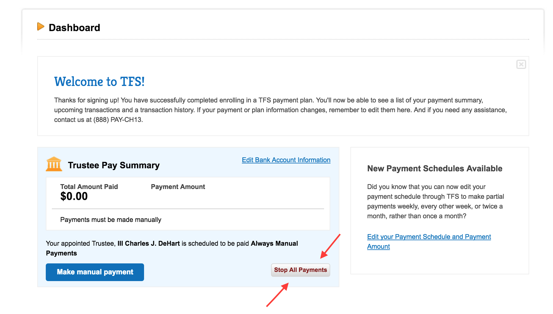 How can I change my case number? TFS Bill Pay Customer Support